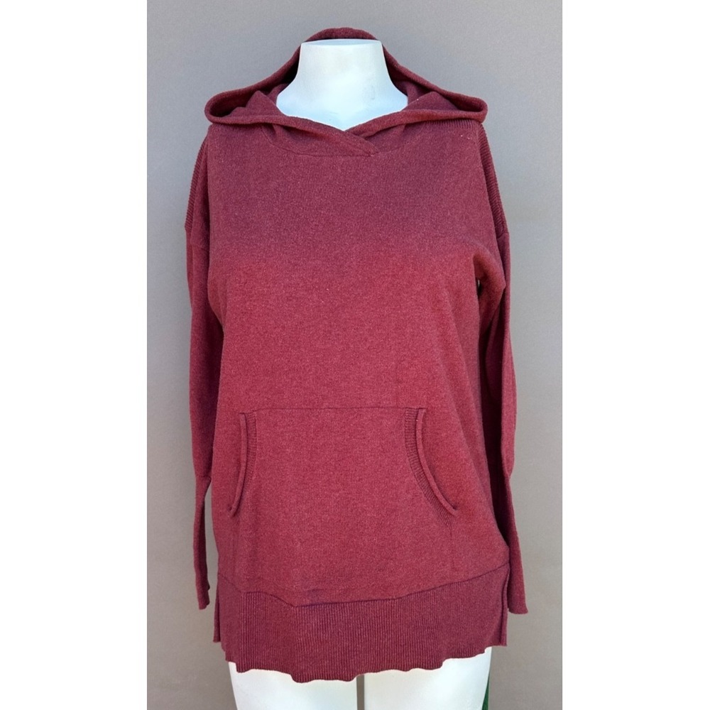 Dakini Hoodie Tunic Sweater M Red Thumbhole Kangaroo Pocket Boho Cozy Athleisure